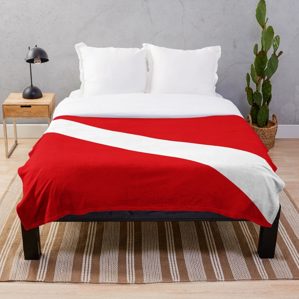 Scuba diving flag plush blanket with diver down design