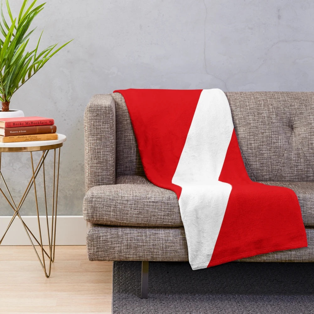 Scuba diving flag plush blanket with diver down design