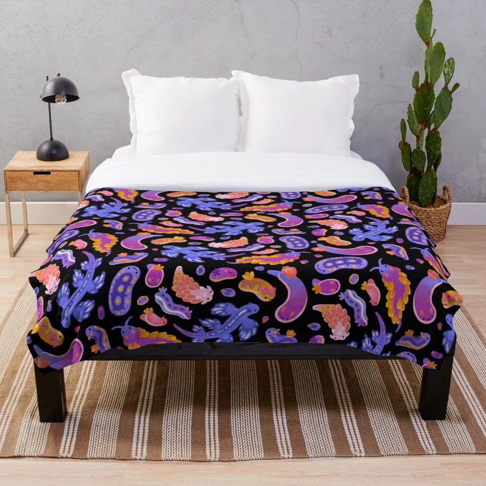 Soft and cuddly sea slug plush blanket for marine life enthusiasts