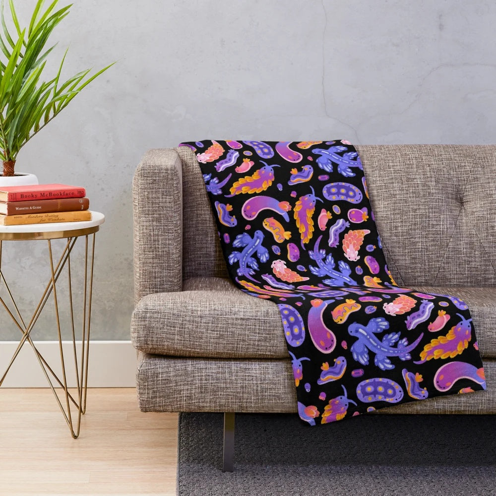 Soft and cuddly sea slug plush blanket for marine life enthusiasts