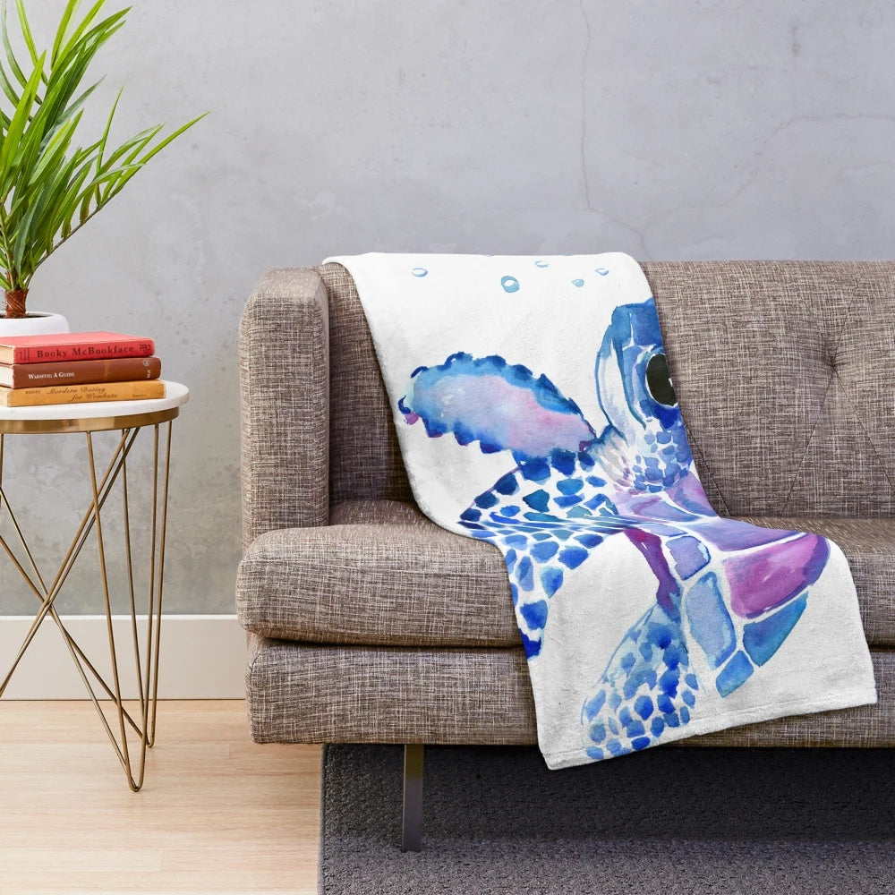 Soft and cuddly sea turtle plush blanket for children's room decor