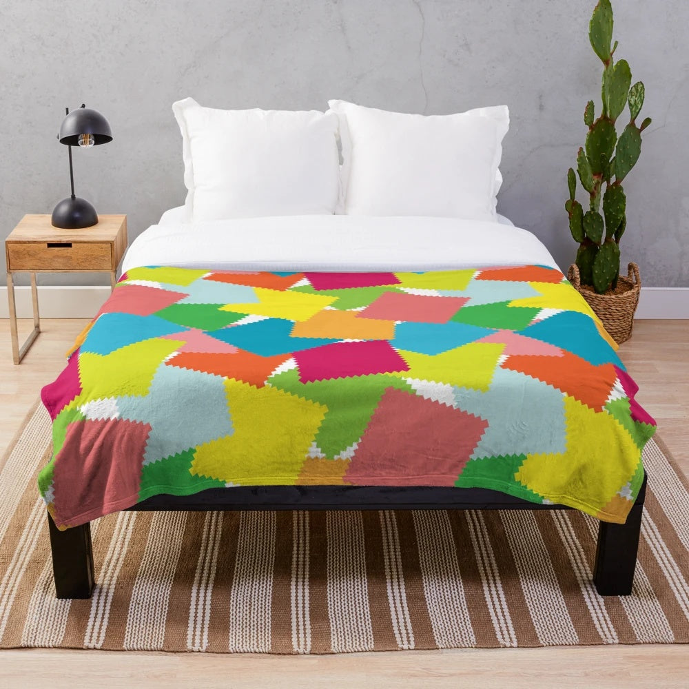 Cozy seamless patchwork plush blanket for relaxing and staying warm