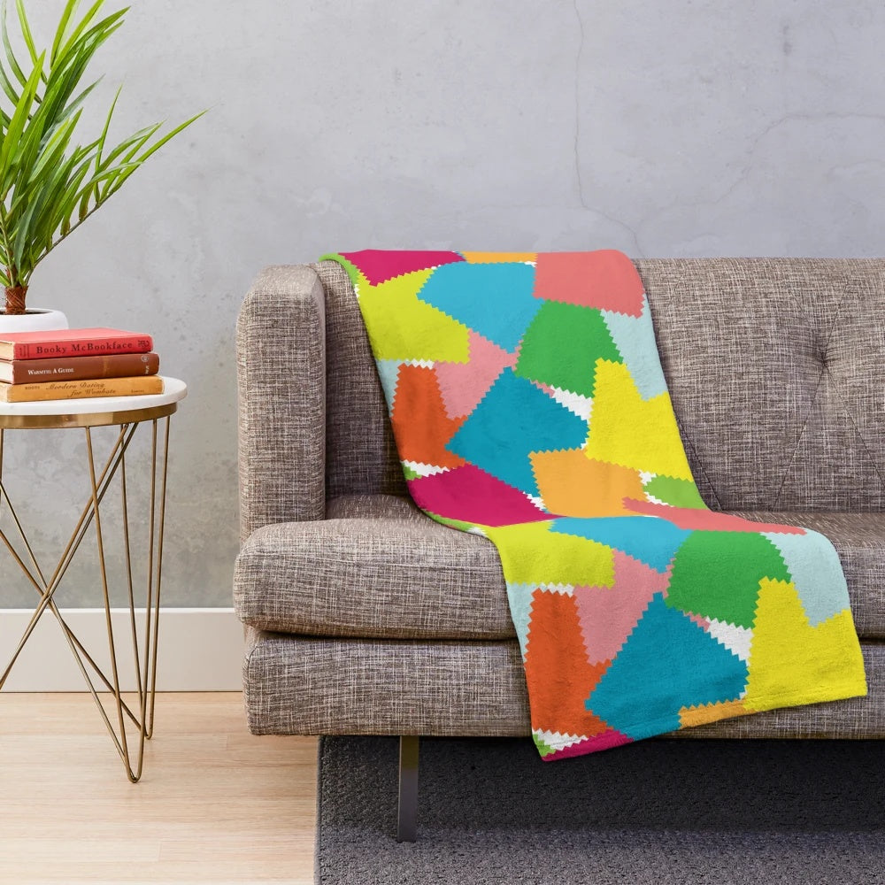 Cozy seamless patchwork plush blanket for relaxing and staying warm