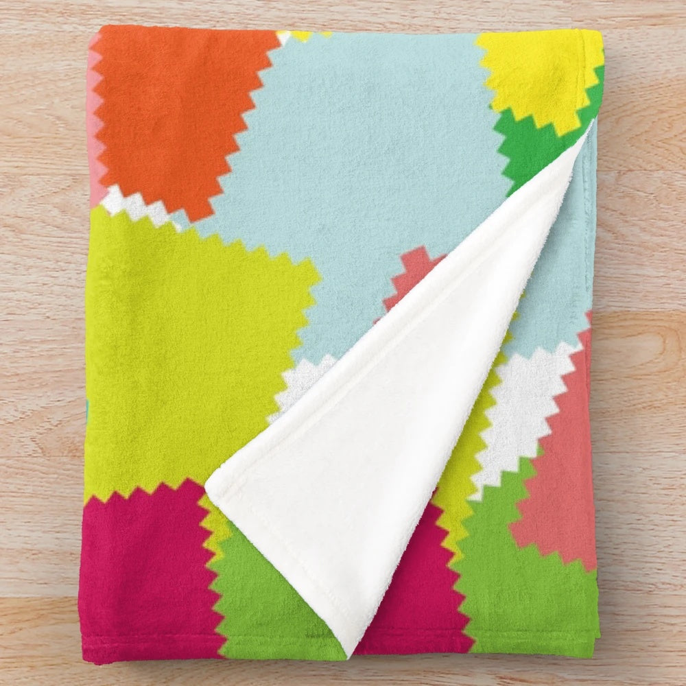Cozy seamless patchwork plush blanket for relaxing and staying warm