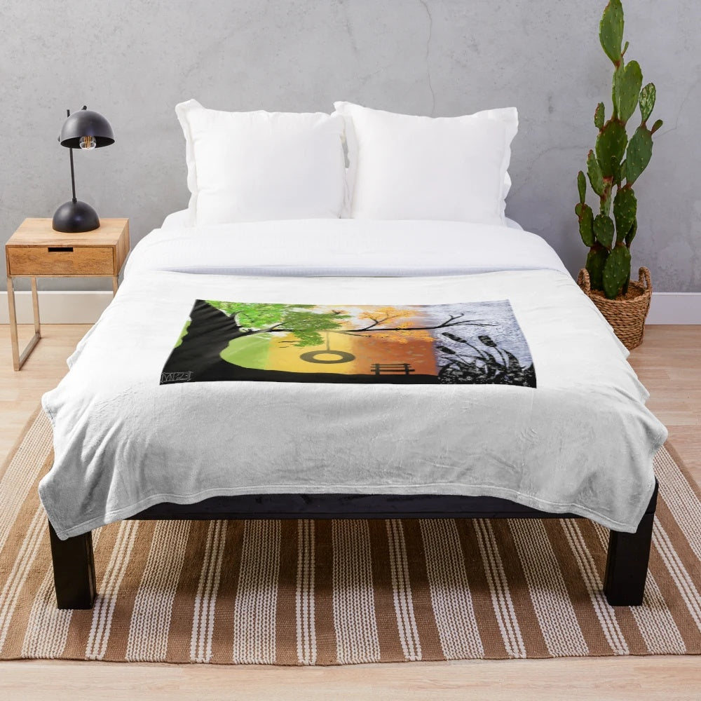 Plush seasonal blanket with nature-inspired design