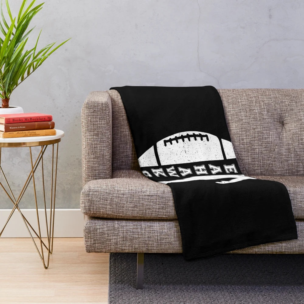 Seattle Seahawks inspired plush blanket with American football design