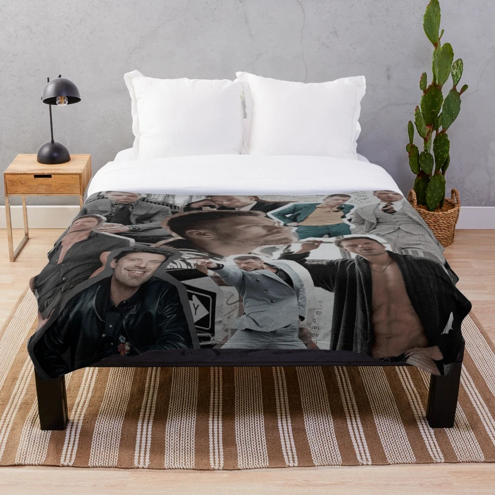 Sebastian Stan inspired plush blanket with winter soldier and bucky barnes design