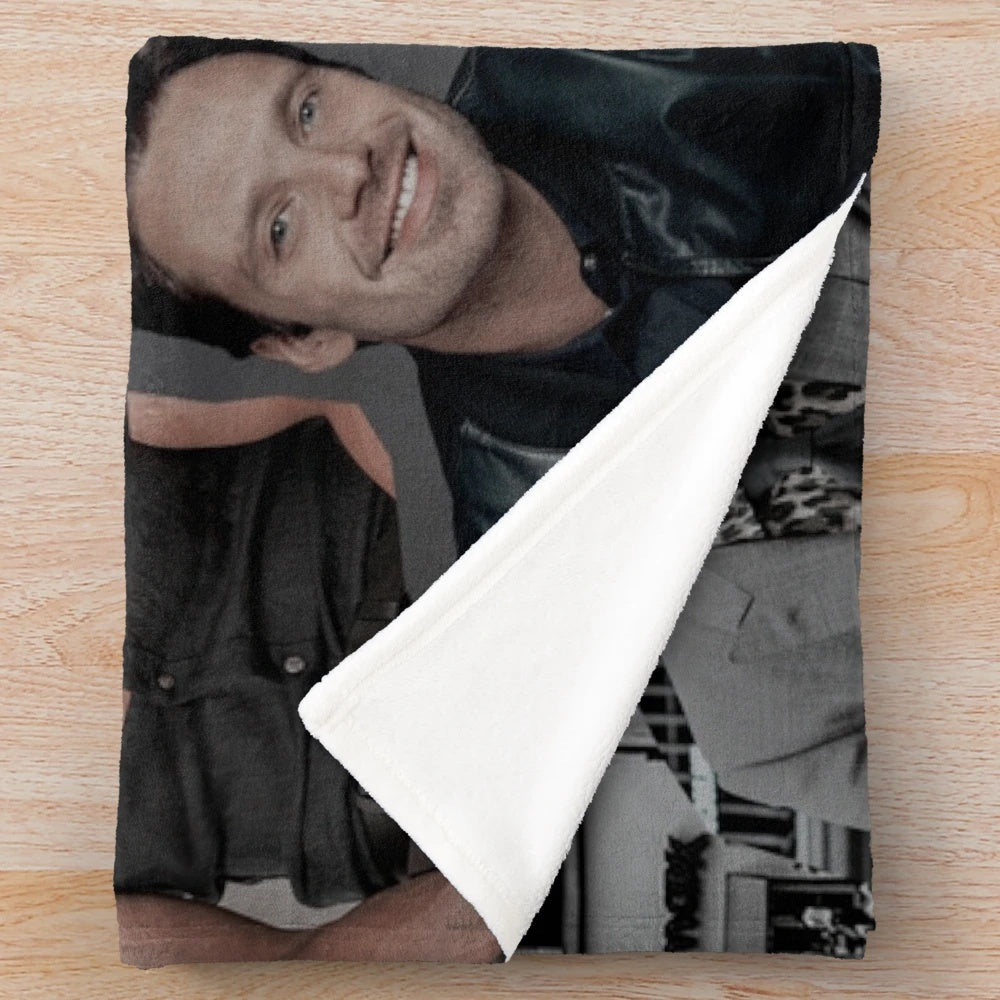 Sebastian Stan inspired plush blanket with winter soldier and bucky barnes design