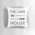 Shabby chic lake-themed pillow with oar and paddle design