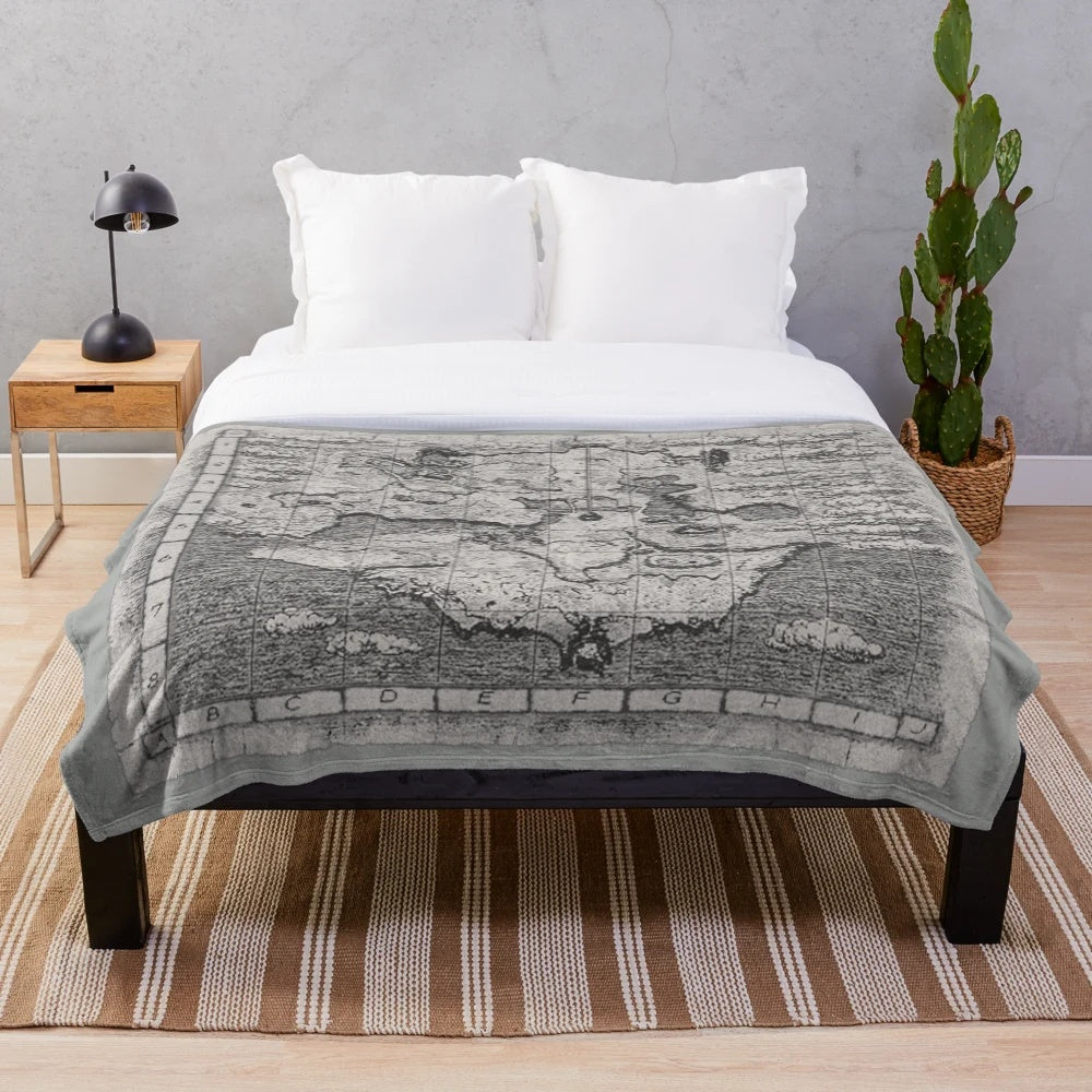 Shadow of the Colossus inspired plush blanket featuring the game's map