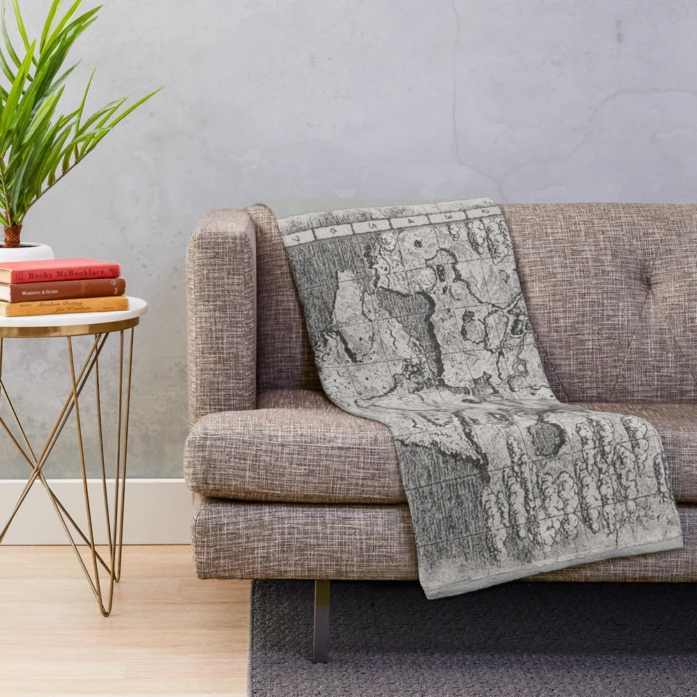 Shadow of the Colossus inspired plush blanket featuring the game's map