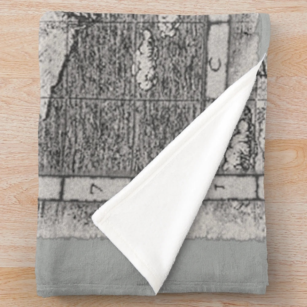 Shadow of the Colossus inspired plush blanket featuring the game's map