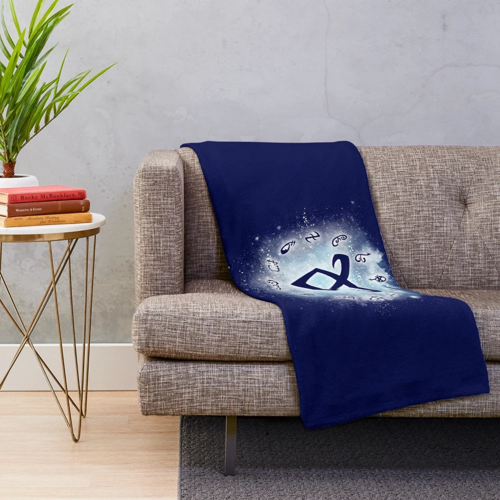 Shadow Runes inspired plush blanket featuring fantasy runes