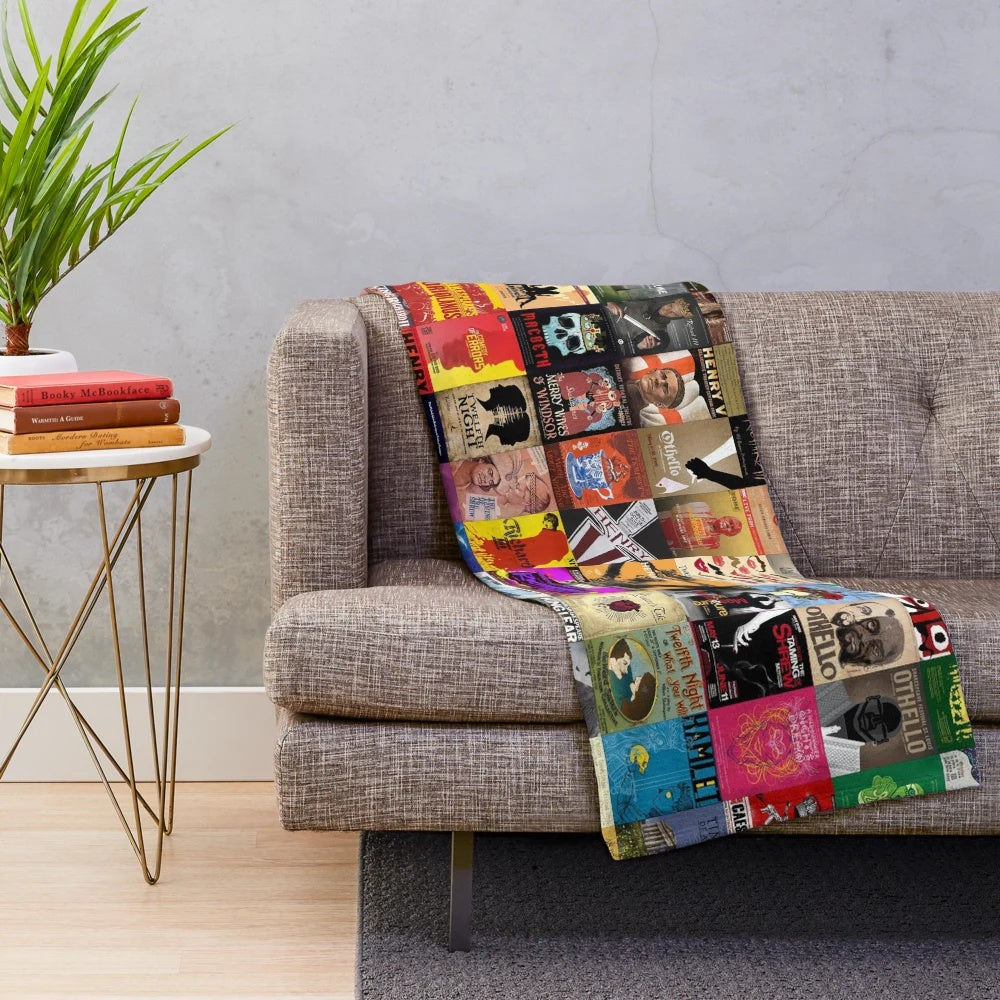 Shakespeare plays themed plush blanket