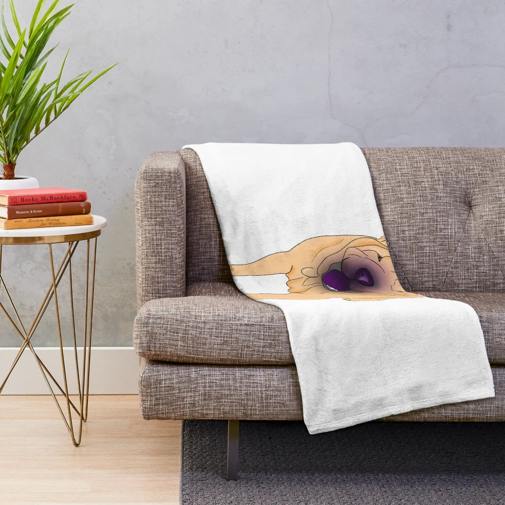 Soft, plush Shar Pei dog-themed blanket in a warm, tan color