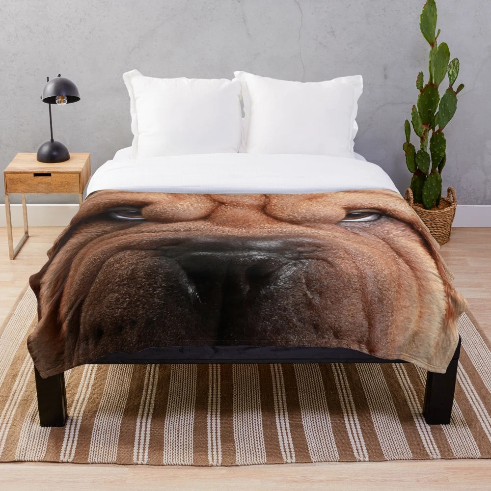 Shar Pei plush blanket for dogs and pet owners
