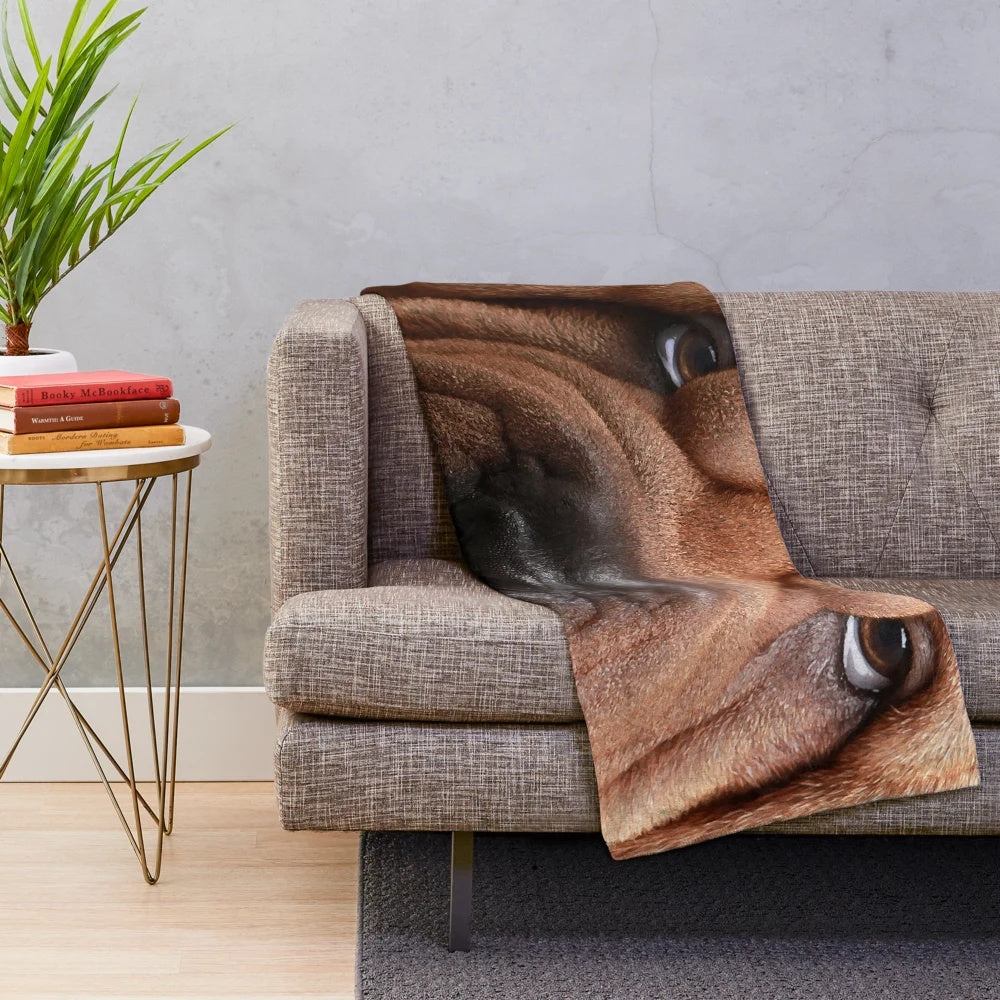 Shar Pei plush blanket for dogs and pet owners