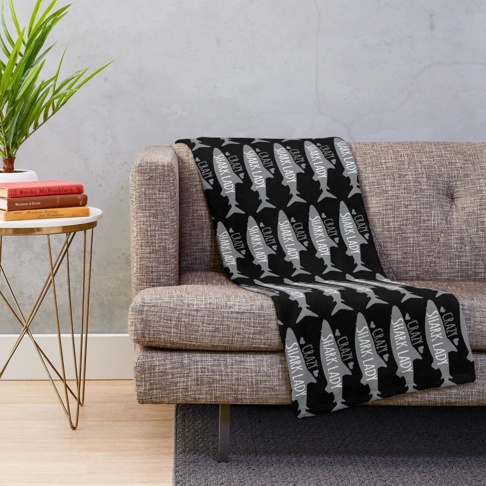 Soft and cuddly shark-themed plush blanket for home decor