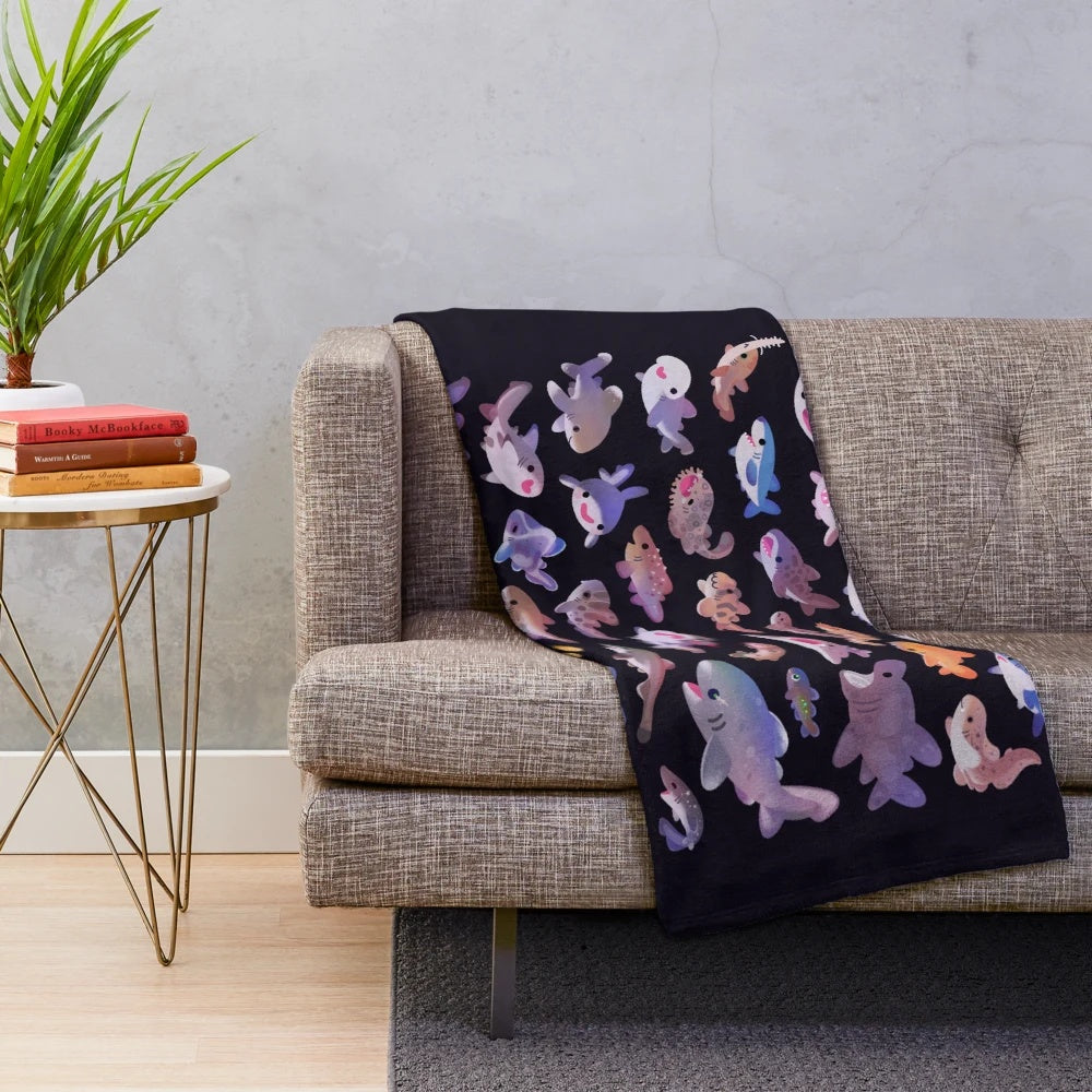 Soft, plush shark-themed blanket for snuggling and comfort
