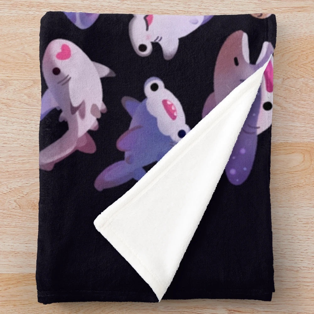 Soft, plush shark-themed blanket for snuggling and comfort
