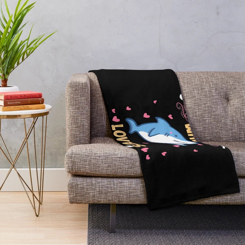 Plush shark-themed blanket for girls who love sharks and ocean life