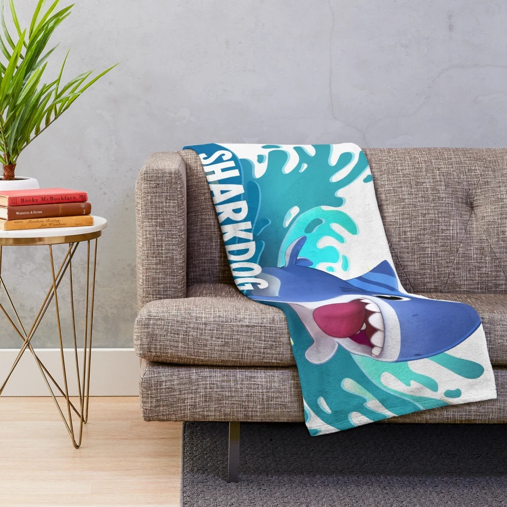 Sharkdog plush blanket featuring the adorable cartoon character