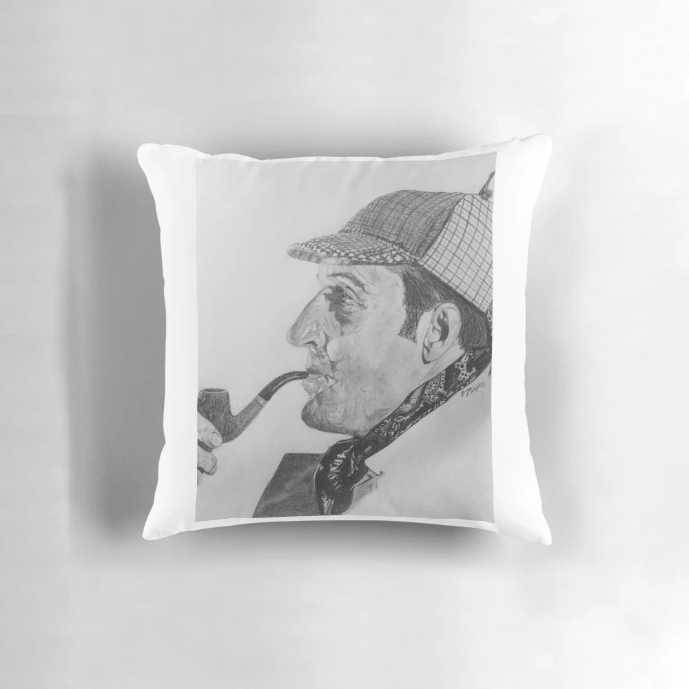 Fluffy pillow featuring the iconic detective Sherlock Holmes, perfect for crime fiction fans