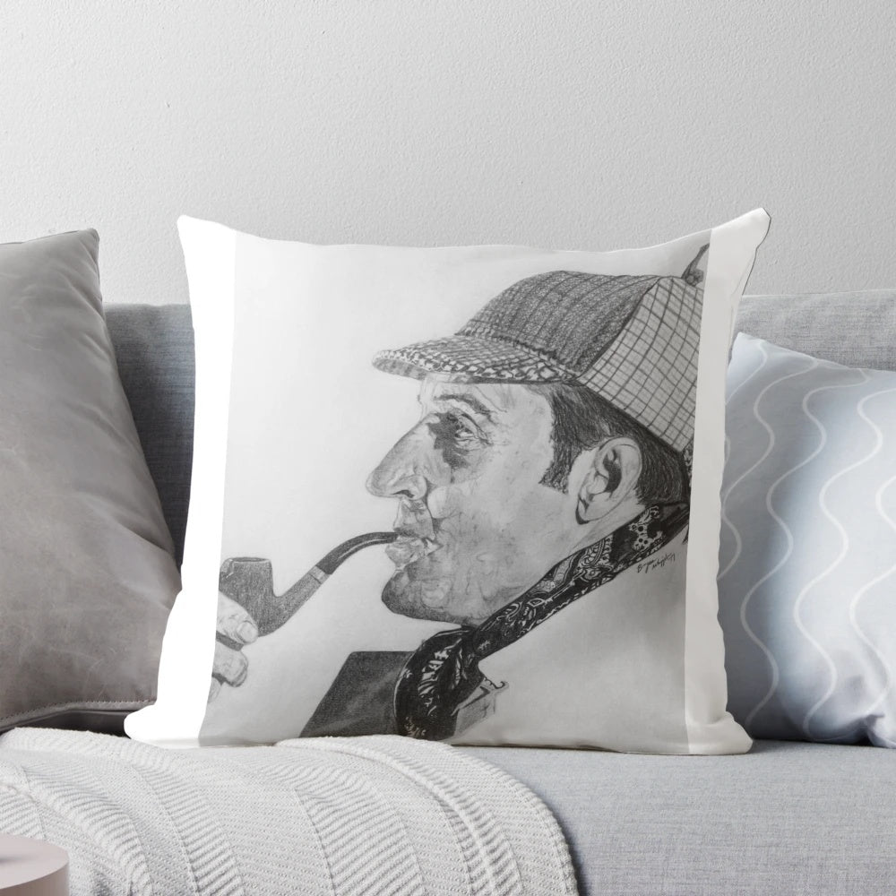 Fluffy pillow featuring the iconic detective Sherlock Holmes, perfect for crime fiction fans