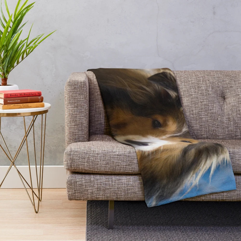 Soft and Fluffy Shetland Sheepdog Plush Blanket