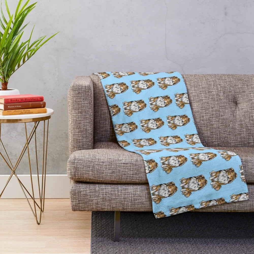 Shetland Sheepdog plush blanket featuring mahogany sable cute dog art