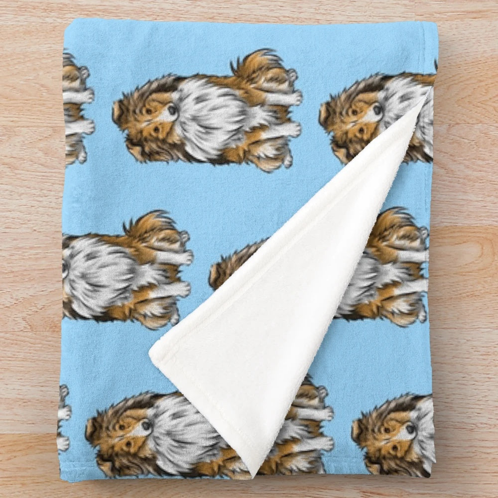 Shetland Sheepdog plush blanket featuring mahogany sable cute dog art