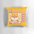 Soft, plush pillow featuring a cute Shiba Inu character, inspired by vintage video games and Japanese aesthetics.