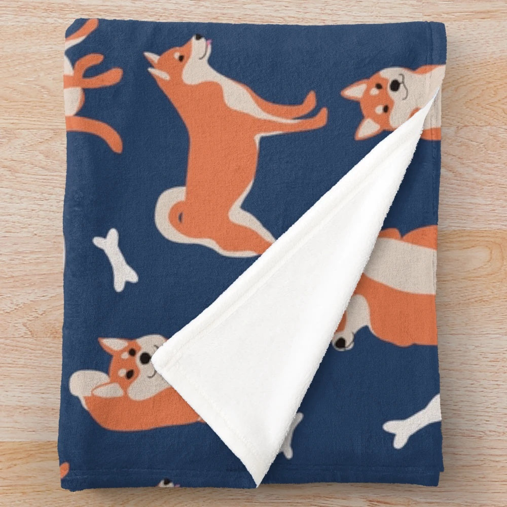 Soft and snuggly shiba inu plush blanket