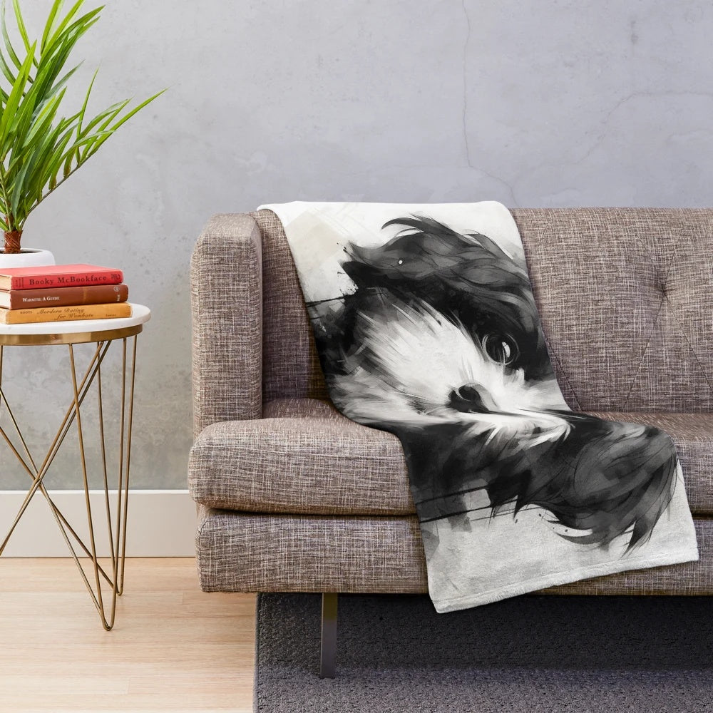Shih Tzu dog breed image on a plush, cozy blanket