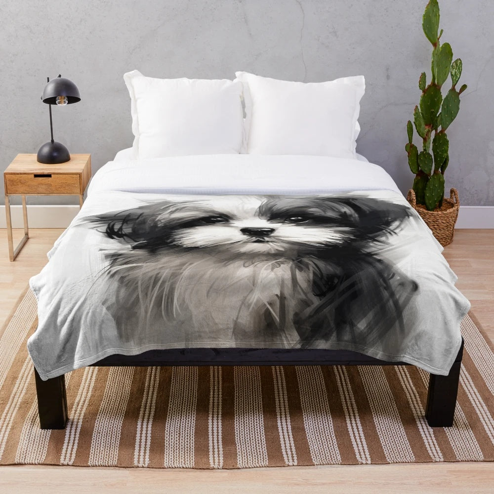 Soft and cuddly shih tzu plush blanket for shih tzu owners