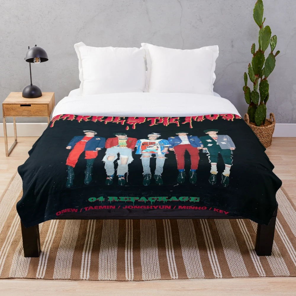 SHINee-inspired plush blanket with group members' names