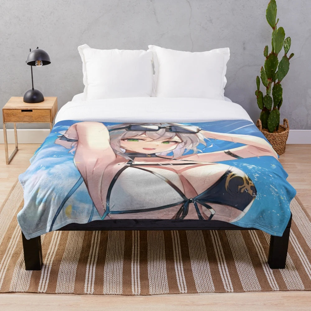 Soft and cuddly plush blanket featuring the Hololive vtuber Shirogane Noel