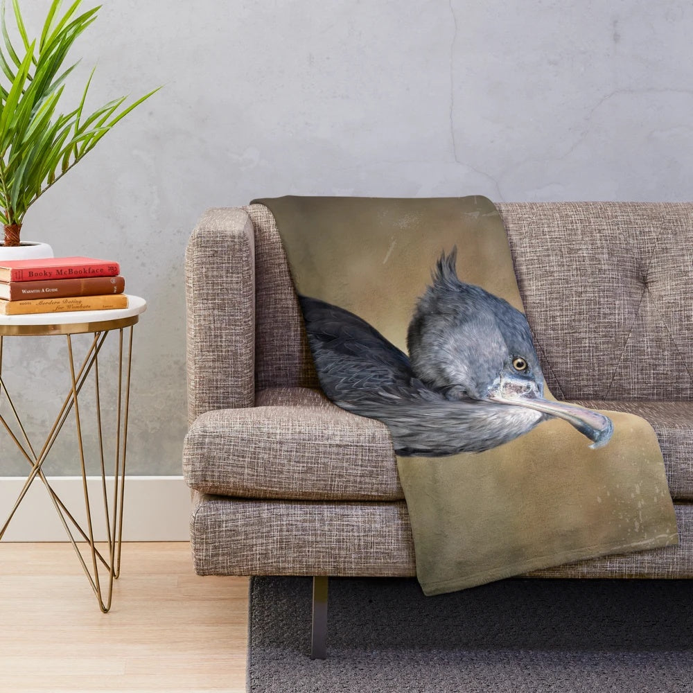 Shoebill stork plush blanket