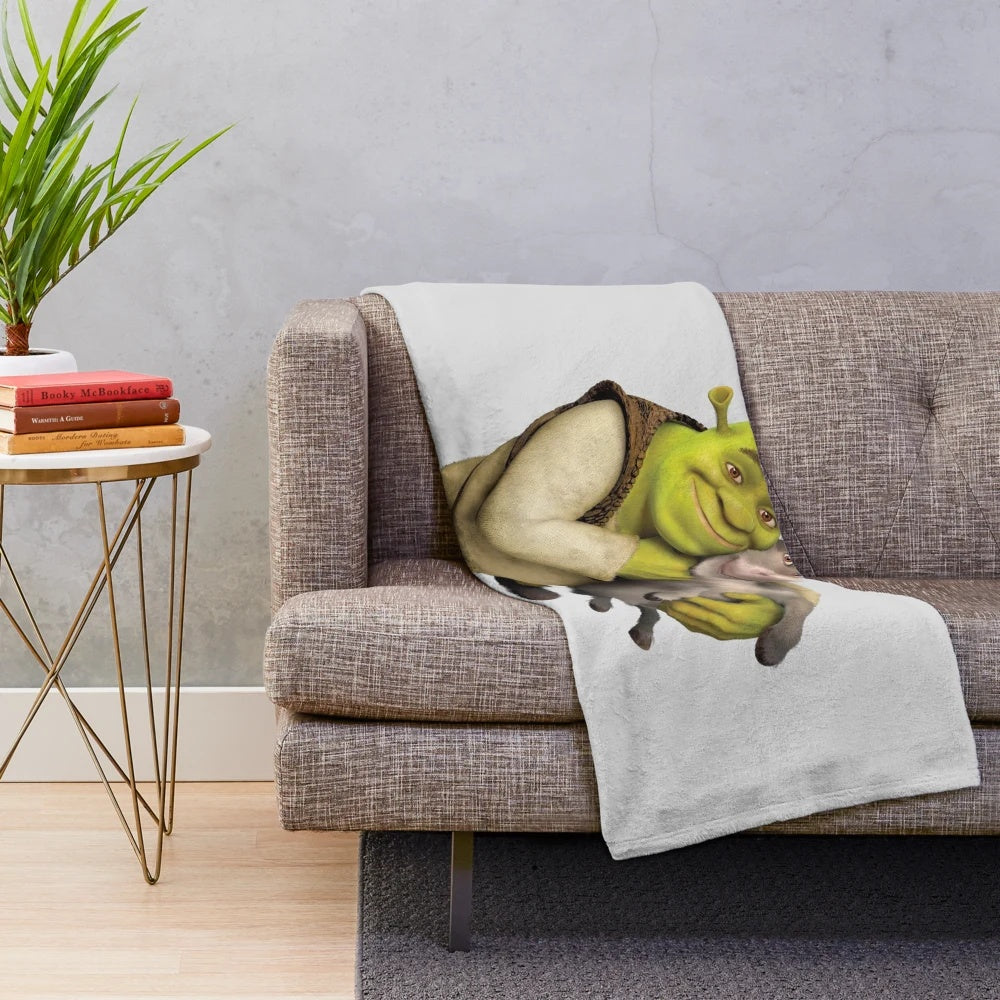 Shrek and Donkey plush blanket featuring the beloved characters from the Dreamworks movie