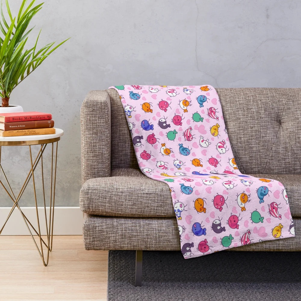 Shrimp plush blanket featuring a variety of freshwater shrimp species