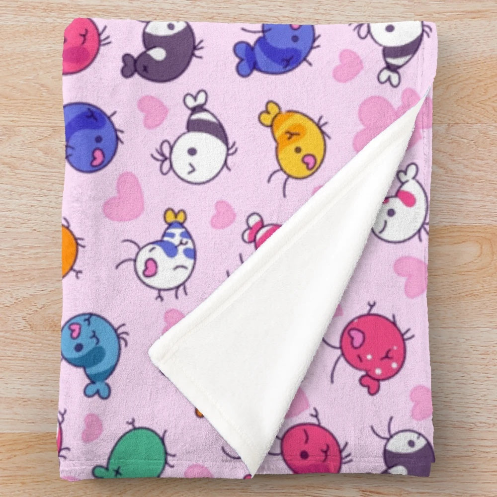 Shrimp plush blanket featuring a variety of freshwater shrimp species