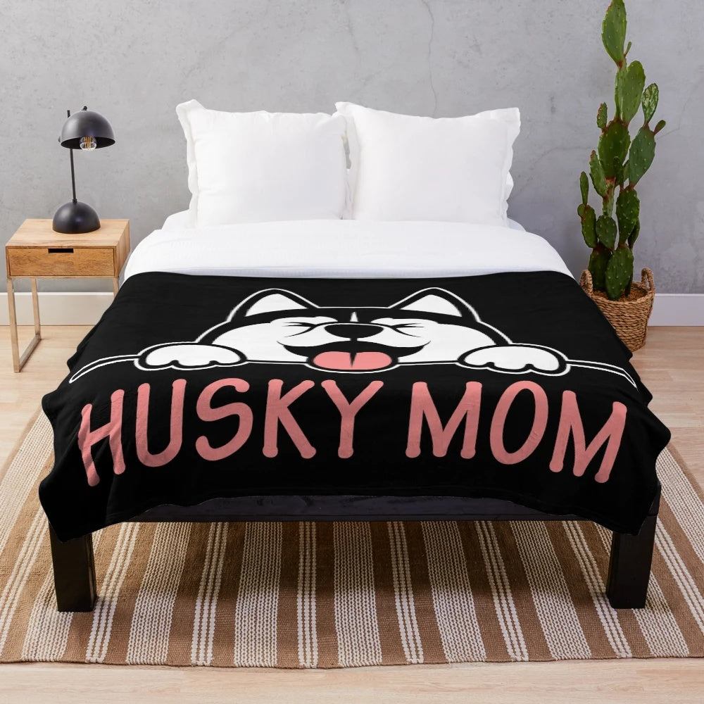 Soft and plush siberian husky mom blanket for dog owners
