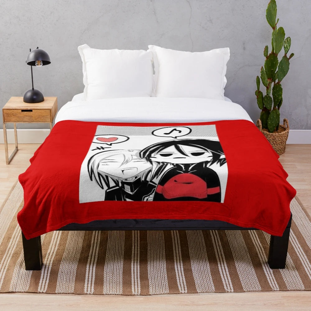 Signalis-inspired plush blanket featuring the game's logo and characters
