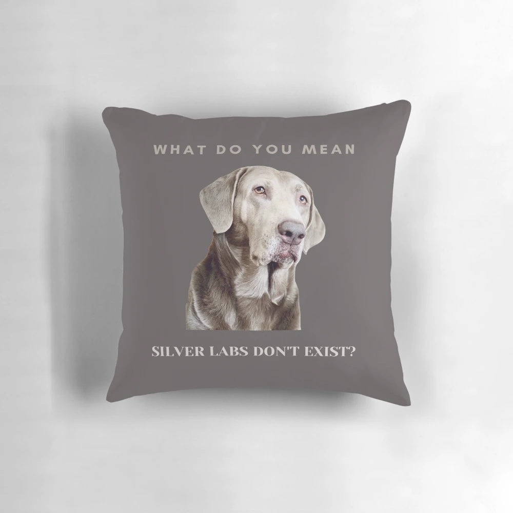 Soft and plush silver labrador retriever dog-themed pillow