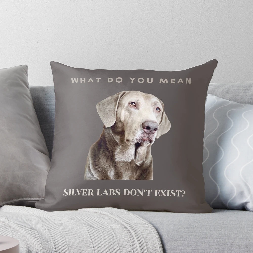 Soft and plush silver labrador retriever dog-themed pillow