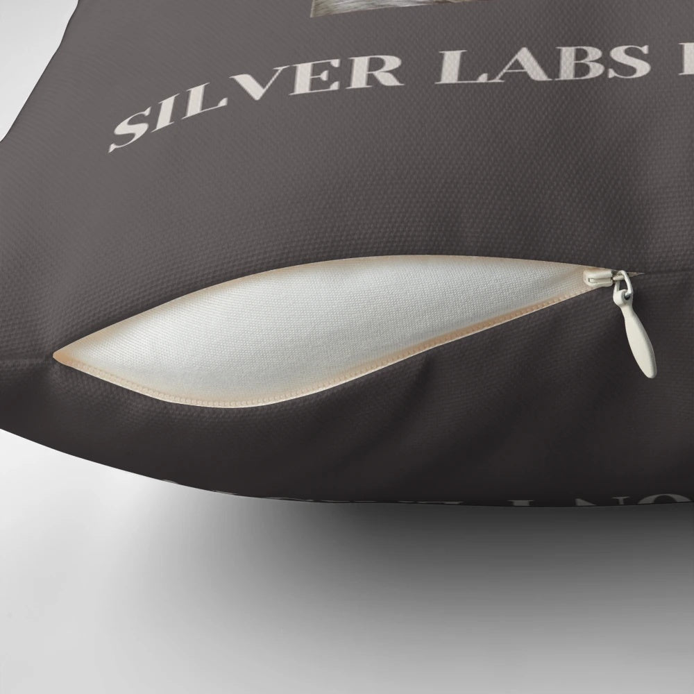 Soft and plush silver labrador retriever dog-themed pillow