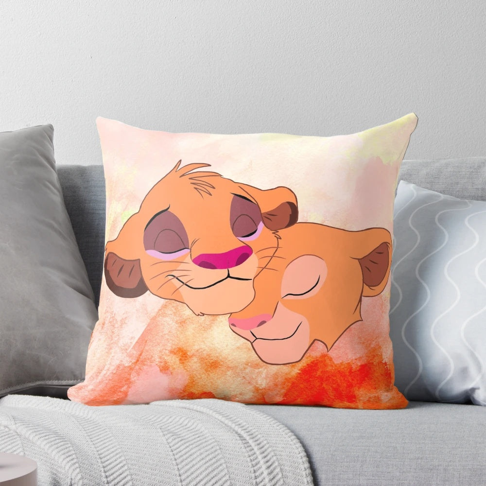 Plush Simba and Nala Lion King Pillow for Comfortable Bedding and Home Decor