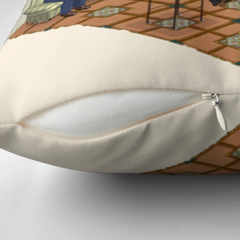 A plush, pixel-inspired pillow featuring a "Simple Times" design, perfect for fans of the original The Sims game.