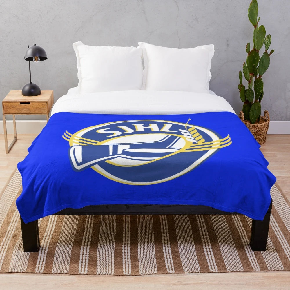 SJHL plush blanket with hockey logo