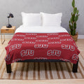 Soft, plush blanket featuring a rat design inspired by Saint Johns University.